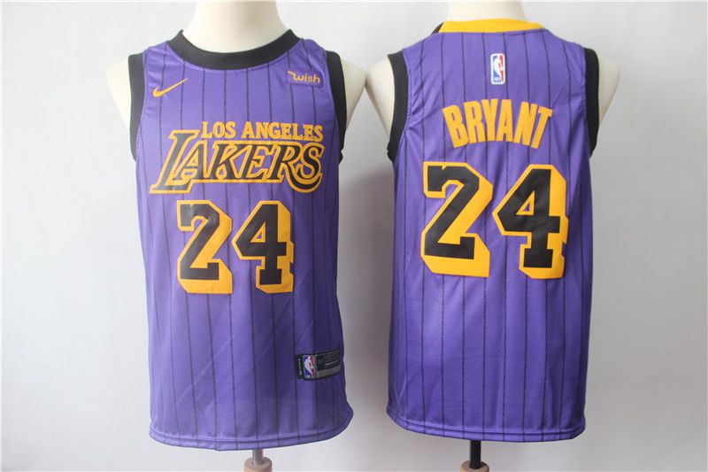 Men Los Angeles Lakers #24 Bryant Purple Stripe Nike Game NBA Jerseys->los angeles lakers->NBA Jersey
